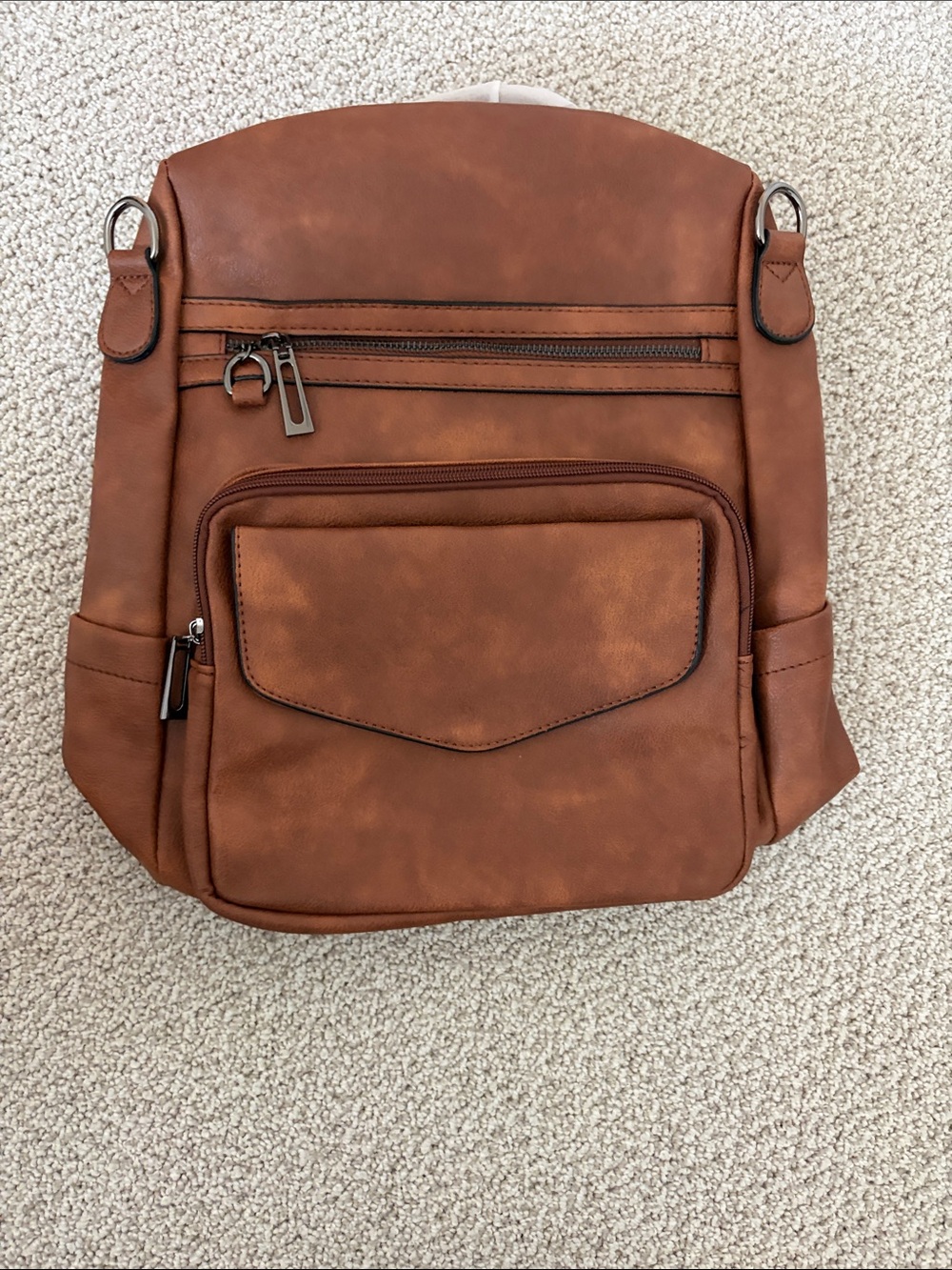 Tan Crossbody Backpack Bag - Classic Casual Travel Bag